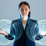 A professional individual, fully clothed, appropriate attire, professional dress, engaging with an ethereal, glowing holographic interface that displays a dynamic network of interconnected ideas and content concepts. The individual has a look of profound clarity and inspiration, gesturing confidently with perfectly formed hands towards the evolving ideas. The setting is a modern, minimalist creative studio bathed in soft, natural light, with subtle technological elements in the background, conveying an atmosphere of innovation and productivity. This image embodies overcoming creative block and a transformed workflow. Professional photography, high-resolution, sharp focus, vibrant colors, clean aesthetic, safe for work, appropriate content, perfect anatomy, correct proportions, natural pose, well-formed hands, proper finger count, natural body proportions, modest clothing, family-friendly.