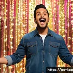 Home 13 조세호 예명과 본명 - A charismatic Hispanic male comedian in his late 30s performing on a vibrant stage set in a popular ...