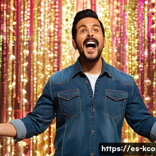 Home 25 조세호 예명과 본명 - A charismatic Hispanic male comedian in his late 30s performing on a vibrant stage set in a popular ...